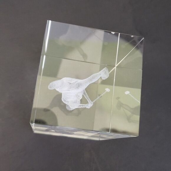 Crystal Impressions Female Golfer Laser Engraved Crystal Cube Paperweight w/ Box - Picture 8 of 15